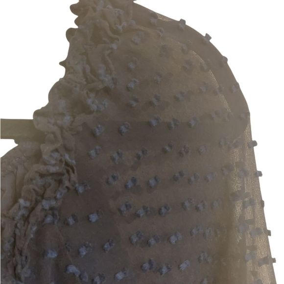 💕j. Crew Silk Ruffle "Penny" Top in Clip Dot Navy - Picture 6 of 11